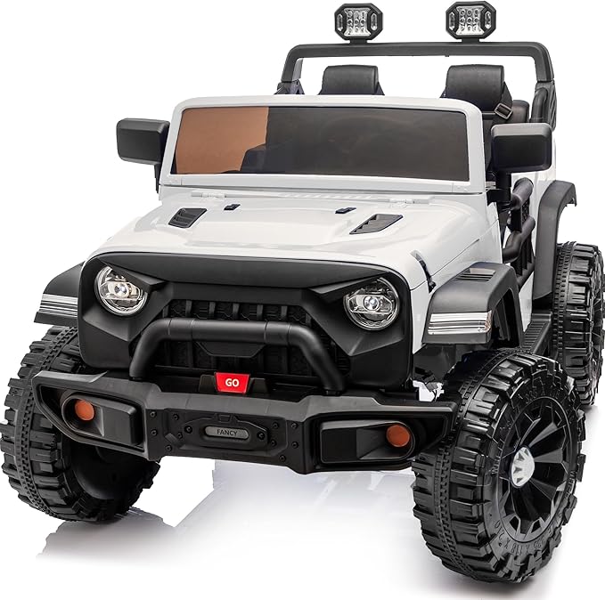 Outfunny 2 Seater Ride on Car Toy, 24V 4WD Electric Car for Kids 4-8 with Remote Control, 4x200W Motors, Capacity 150 lb - White