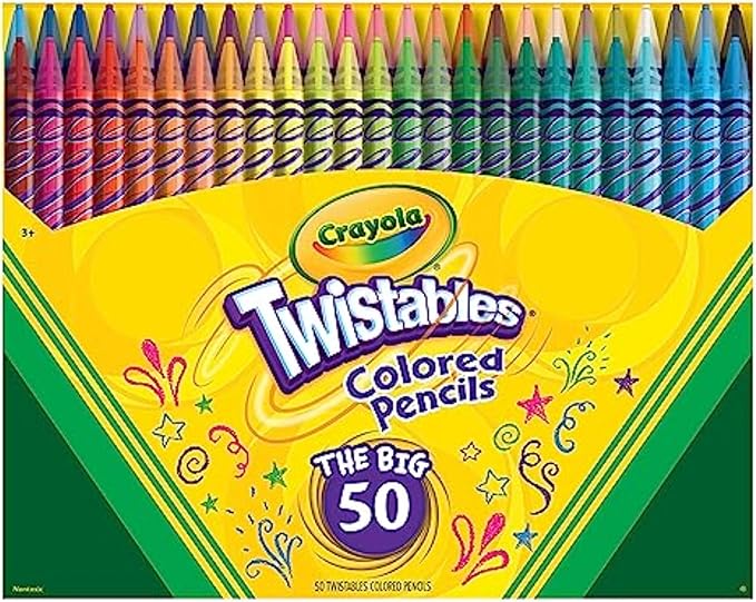 Crayola Twistables Colored Pencil Set (50ct), No Sharpen Colored Pencils For Kids, Kids Art Supplies for Back to School, 4+ [Amazon Exclusive]