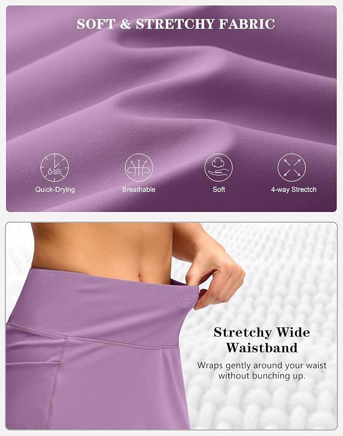 Women's Golf Skirts Skort 4 Side Pockets High Waisted Stretchy Tennis Skirt | Silky Soft, Lightweight, Breathable, Built-in Mesh Shorts, High Waisted, Elastic waistband, Moisture-Wicking, Athletic