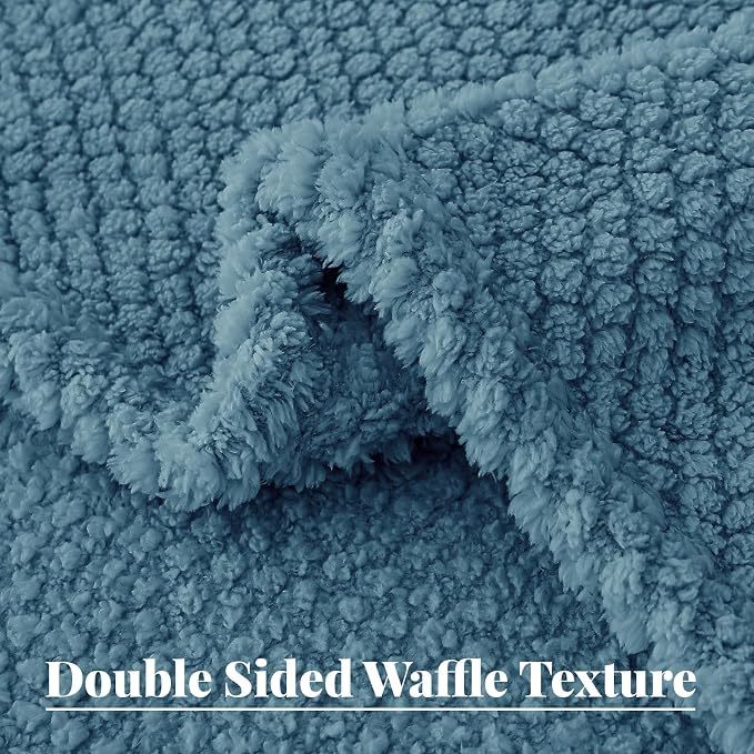 Whale Flotilla Soft Fleece Queen Size Bed Blanket, Slate Blue | 90x90 Inch, Suitable for Bed, Fluffy Fuzzy Jacquard Blankets for All Season, Lightweight and Cozy