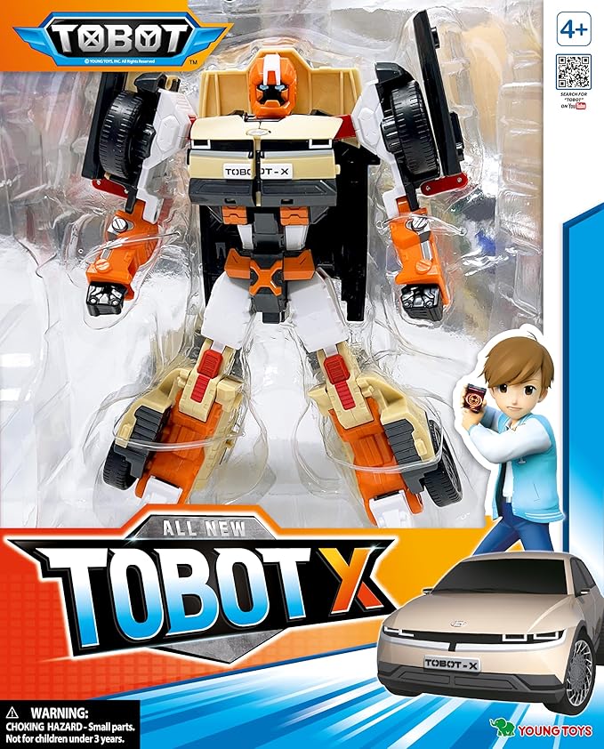 New TOBOT, TOBOT X, Youngtoys Transforming Collectible Vehicle to Robot, Heroes Animation Character Toys for Kids 3 and up Transform Toys Cars, Large Size 9-inch