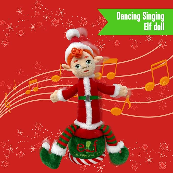 The Original Elf – Dancing Christmas Elf Doll, Singing and Talking Toy Elf for Kids, Shelf Sitter with Dangling Legs, Ideal Christmas Elf Decorations and Tree Topper, Perfect for Christmas Décor