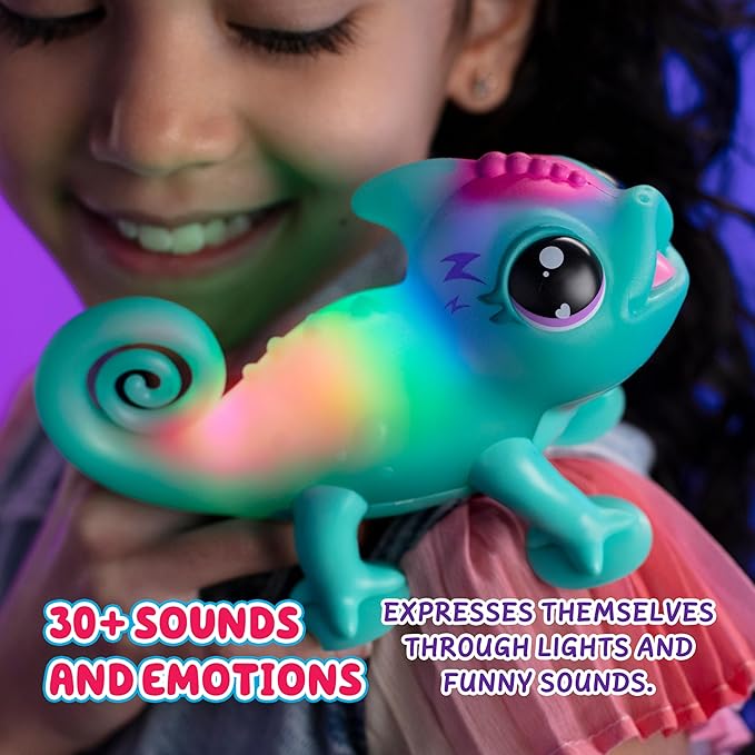 Little Live Pets Sunny The Li’l Chameleon Toy, Interactive Light Up Toy Pet with 30+ Sounds and Beat Detection, Interactive Animal Toys for Ages 5+