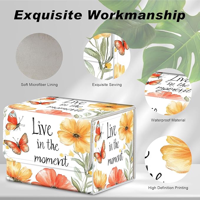 DEGDFSGR for TCG MTG Card Game Storage Box Organizer Trading Card Case Commander Deck Box Magnetic Closure Creative Pattern Up to 200 Cards, Watercolor Floral Butterfly