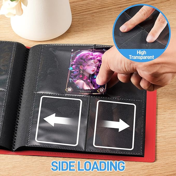 Card Binder, Upgraded 4 Pockets Trading Card Binder for Cards, Mini Collection Card Album, 160 Pockets Small Card Book Holder - Red