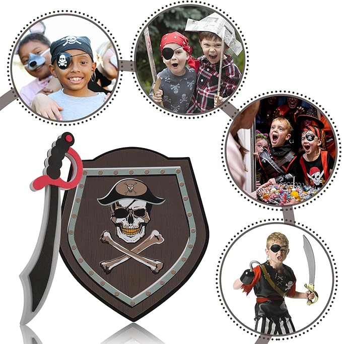 RICHNESS Kids Toy Swords and Shields Foam Play Sword and Shield for Kids Dress Up and Costumes Pack of 2 Players