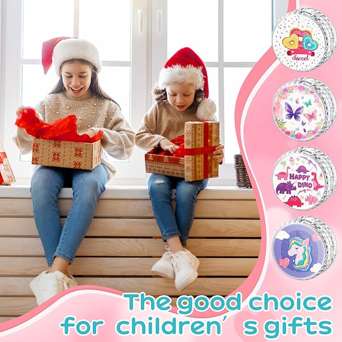 Lewtemi 4 Pack YoYo for Kids LED Light up YoYo Unicorn Donut Butterfly Dinosaur Beginner Responsive Ball Toys Gift for Girls Ages 6-12 Unicorn Donut Butterfly Dinosaur Pink Party Favors