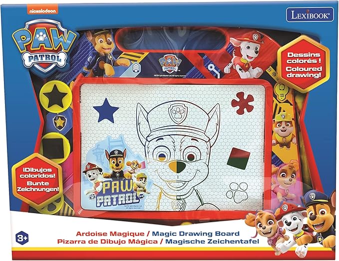 Lexibook Paw Patrol Multicolor Magic Magnetic Drawing Board, Artistic Creative Toy for Girls and Boys, Stylus Pen and Stamps, Red/Blue, CRPA550