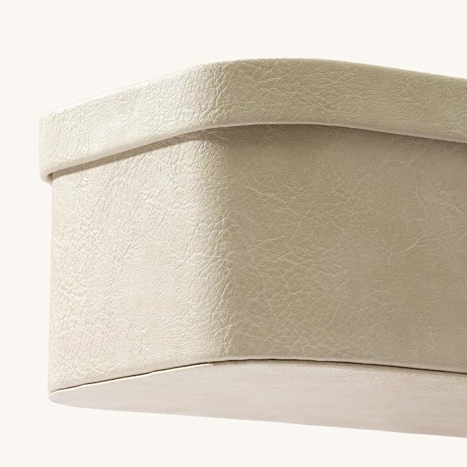 La Jolie Maison Faux Leather Decorative Storage Baskets, Ivory 3 Pack | PU Leather Stroage Boxes with Lids, Organizer for Jewelry and Vanity, Shelves, Drawers, Bedroom & Closet Storage Memory Box