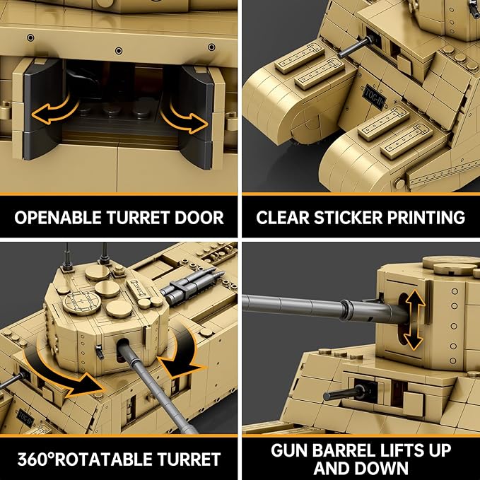 TOG2 Tank Building Set, WW2 Military British Armed Tanks Building Block Set for Military Fans 77032, World of Tanks Licensed Product, MOC Tank Model Toy Gift for Adults and Teens（1427 PCS）