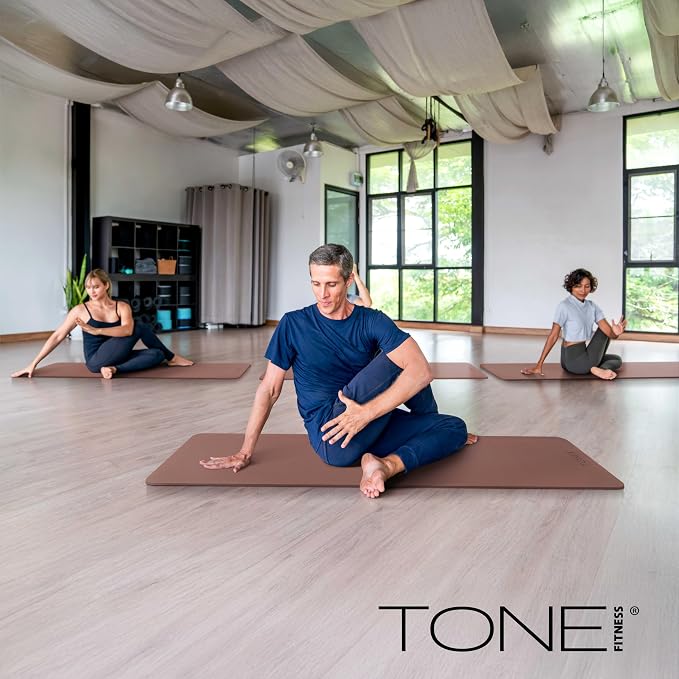 TONE Fitness Yoga Mat 1/4" Thick Non Slip Exercise & Pilates Mat for Home Workouts with Carrying Strap | Multiple Options