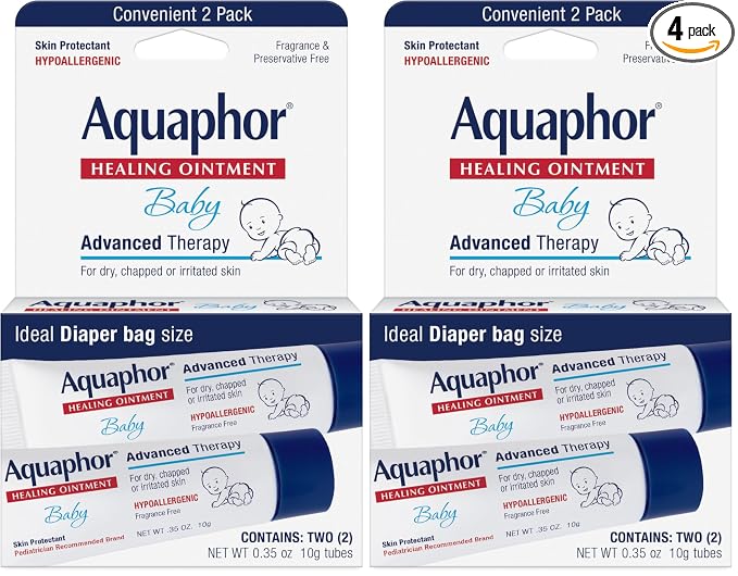 Aquaphor Baby Healing Ointment, To-Go Pack | Advanced Therapy | For Chapped Cheeks | For Diaper Rash | 2 Count Pack