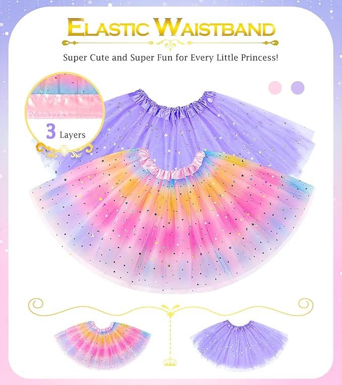Kids Princess Dress Up Clothes for Little Girls, Pretend Play & Dress Up Costume Set for 3-6 Toddler Little Girls
