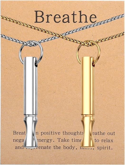 Mindfulness Breathing Necklace Stress Relief Pendant Stainless Steel Anxiety Breathe Necklace for Women Men