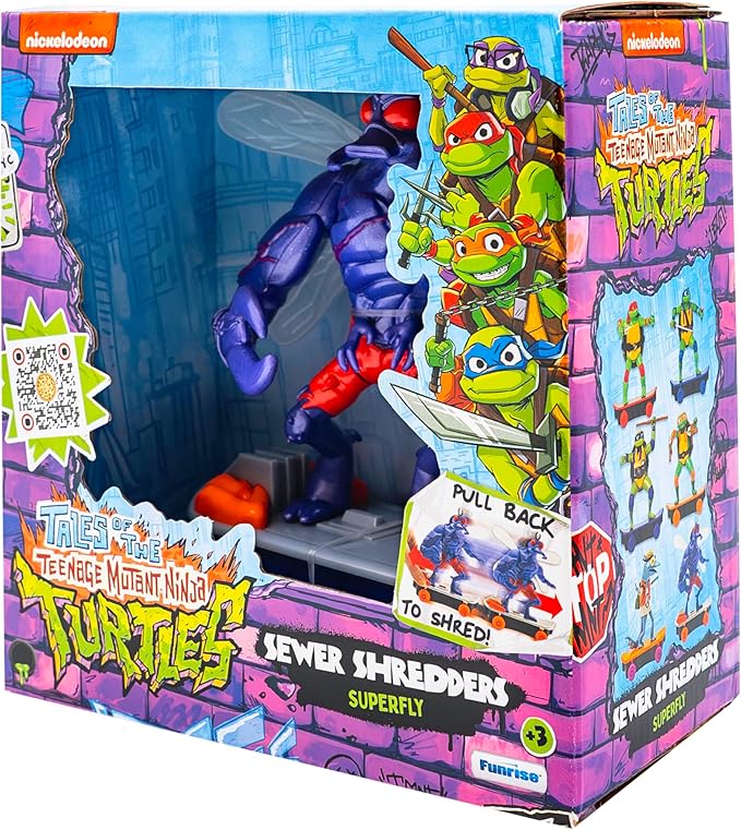 Teenage Mutant Ninja Turtles Toy, Superfly Sewer Shredder Pullback Skateboard, TMNT Mutant Mayhem Collectible Ninja Toy for Kids, 5-Inch TMNT Collectible, Ages 3+