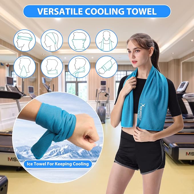 SYOURSELF Cooling Towels for Neck and Face, 6 Pack 40" x 12" Cooling Towel for Hot Weather, Soft Breathable Instant Cool Chilly Pad for Sports Golf Yoga Gym Athletes Camping Ice Towels(Mix-6pcs)