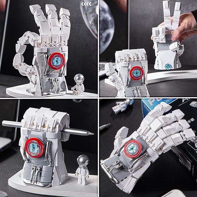 2 Space Building Kit Astronaut Man & Gauntlet Set, Cool Flexible Spaceman-Explorer Space Glove Building Toy, Creative Space-Themed Gift for Teen 14+, Adult