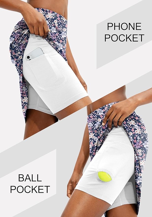 Women's 20" Knee Length Skorts Skirts UPF50+ Athletic Tennis Golf Skirt for Women Casual Summer Skirts