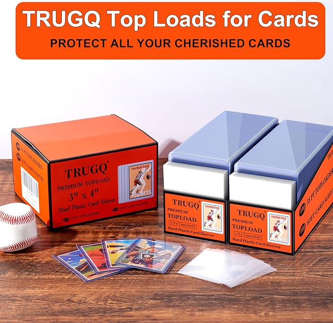 400 Card Sleeves Top Loads for Cards,3"X4"Baseball Card Protectors,Toploaders Hard Plastic for Trading Game Sports Football Cards(200 Hard Protectors + 200 Soft Sleeves
