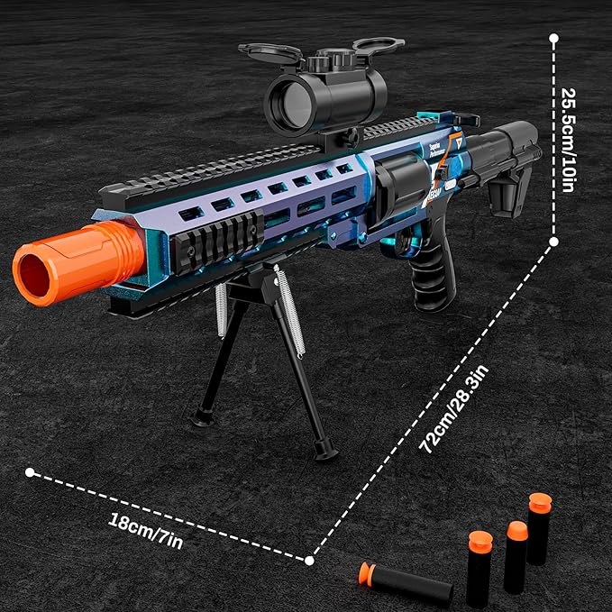 Soft Bullet Toy Gun Shotgun - Foam Dart Blaster Laucher Realistic Outdoor Play Adventure Force Level Bolt Action Plastic Fake Shot Gun Sniper Rifle Pistol Revolver Cool Kids Gifts Boys Age 8-12