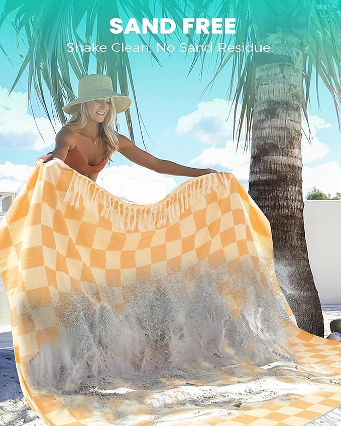 Antfuny Turkish Beach Towels Queen Quilt Blanket Thin Lightweight Cooling Large L Size Yellow Blanket for Summer Ice Cold Bedspread Linen Bed Sheet Hot Sleeper Items Breathable Comforter