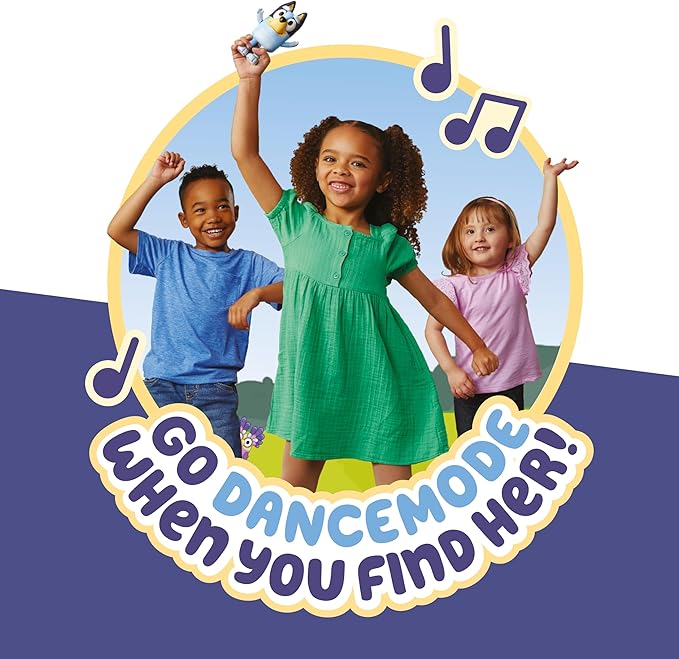 BLUEY Game Hide and Seek Electronic Figure, Articulated, Musical Kids Figurines with Dance Mode, Interactive Play Toddler Figurine Toys for Ages 3+