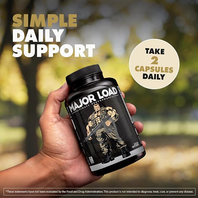 ONL Major Load Testosterone Booster for Men - Semen Volume Booster - Libido Booster for Men with Horny Goat Weed, Maca Root, Tongkat Ali - Energy, Stamina & Strength - 60 Caps, Non-GMO, Made in USA