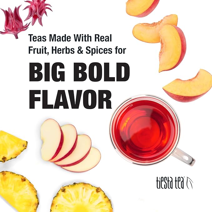 Tiesta Tea - Peach Party, Loose Leaf, Peach Hibiscus Herbal Infusion, Premium Blend, Non-Caffeinated Fruit Tea, Makes Hot or Iced & Up to 50 Cups, 4.5oz Refillable Tin