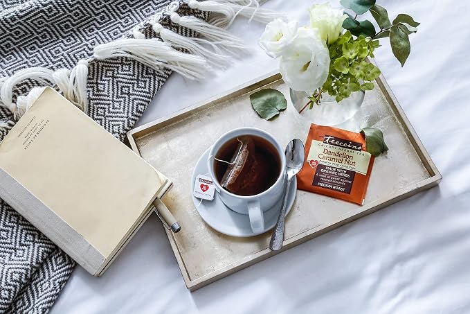 Teeccino Dandelion Caramel Nut Tea - Caffeine Free, Roasted Herbal Tea with Prebiotics, 3x More Herbs than Regular Tea Bags, Gluten Free - 25 Tea Bags (Pack of 3)