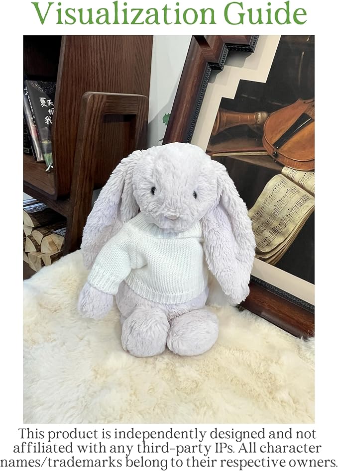 9-12''/30cm Stuffed Animals Clothes White Knit Sweater & Scarf Set for Bashful Bunny and Teddybear（NO Doll） (Yellow)