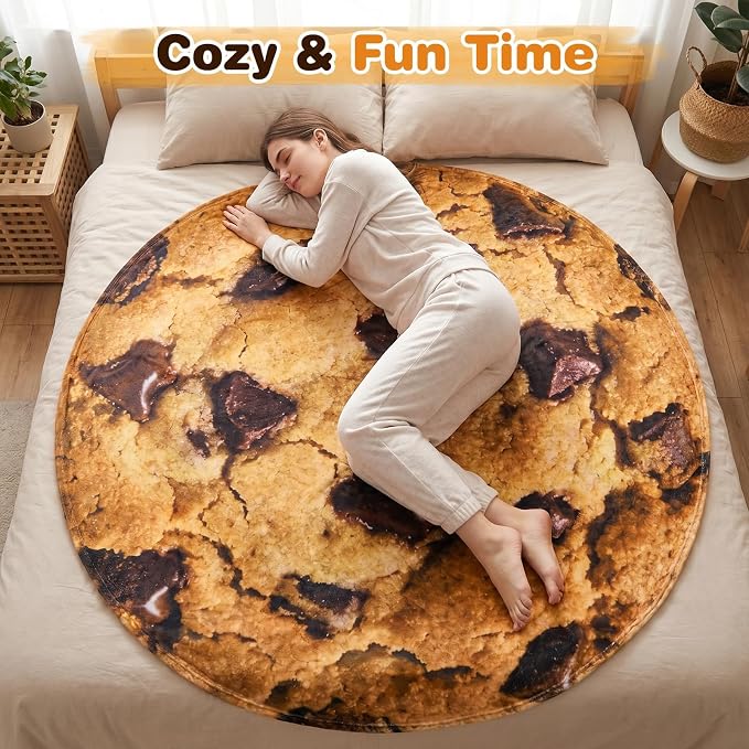 SeaRoomy Chocolate Cookie Blanket, Funny Realistic Food Blanket, 60 in | White Elephant Gifts, Gag Gifts For Teen Boys & Girls, Novelty Christmas Birthday Presents, Double Sided, Soft Flannel