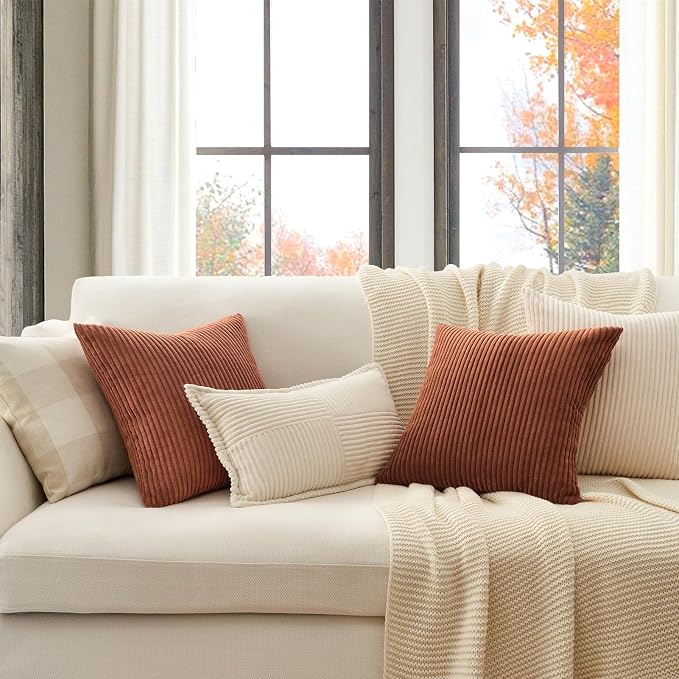 Topfinel Decorative Terracotta Throw Pillow Covers Cushion Cases, Set of 4 Soft Velvet Modern Double-Sided Designs, Rustic Fall Home Decor, Pillow Inserts Not Included 18x18 inch