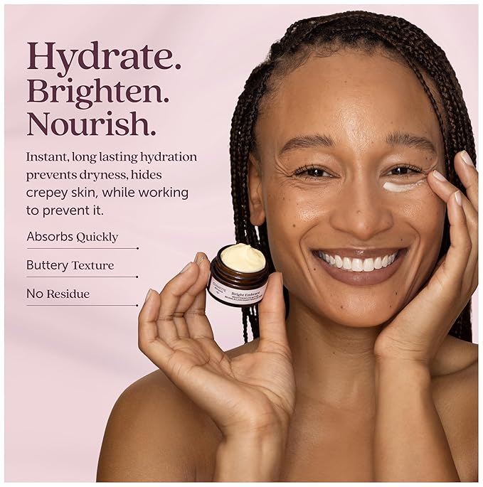 Cosmette Bright Embrace Brightening Eye Cream - Vegan Under Eye Butter for Dark Circles, Bags & Wrinkles with Niacinamide - Natural, Anti-Aging Sensitive Skin Protection for Clean Beauty, 0.5 FL Oz