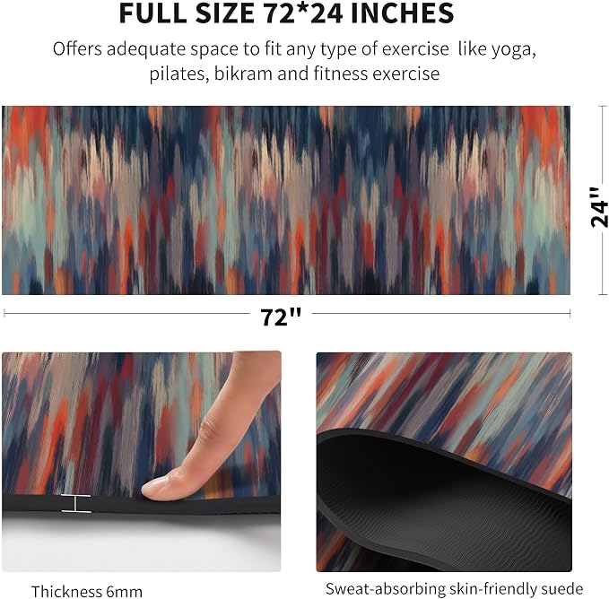 nuveti Yoga Mat Print Extra Thick TPE Non Slip Fitness Exercise Mat with Carrying Bag,72"x24" Extra Thick 6MM Exercise & Workout Mat for Yoga, Pilates Fitness and Floor Exercises