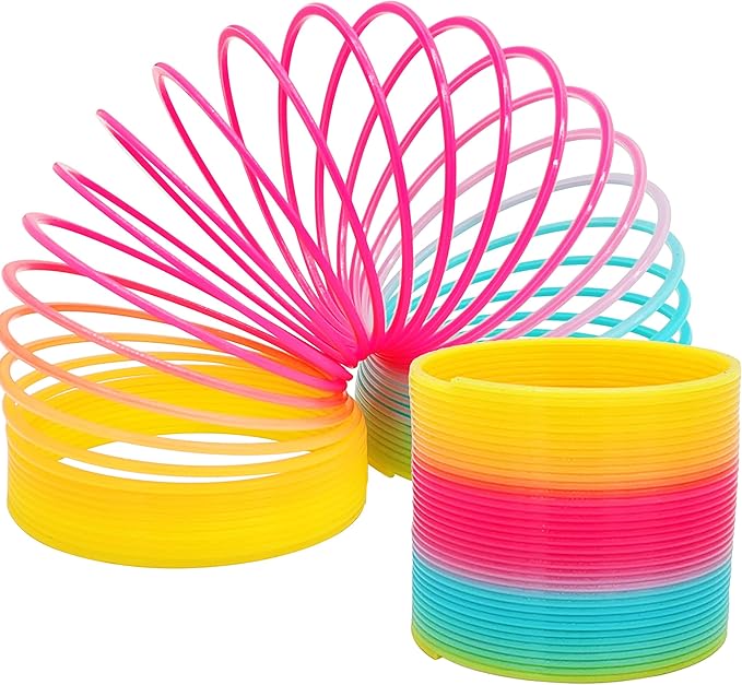 The Dreidel Company Plastic Multicolor Coil Spring, Goody Bag Fillers, Party Favor for Kids, 3" Inches (80mm) (2-Pack)