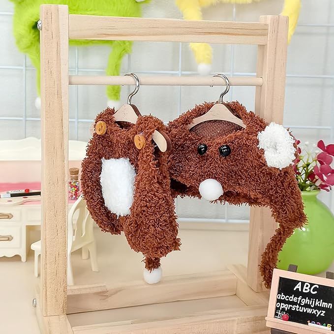 Doll Clothes, Compatible with Labubu, Animal-Inspired Hoodie Outfit with Accessories, Soft Fabric Collectible Apparel for Display (NO Doll) (Brown Bear)