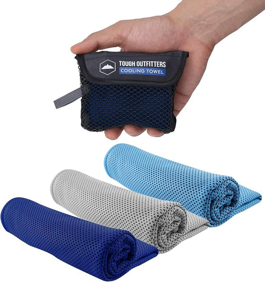 Tough Outdoors Cooling Towels for Neck Face - Neck Cooling Towel for Hot Weather Yoga Sports Golf Sweat - Instant Cold Towel