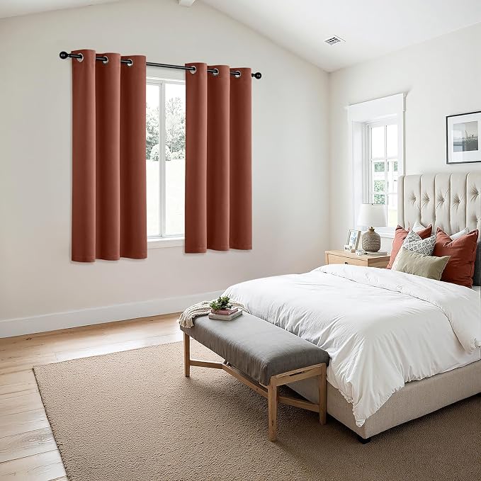 MIULEE Fall Blackout Curtains for Bedroom 2 Panels 40"x54" Long Terracotta | Thermal Insulated, Living Room Darkening Grommet Drapes, Noise Reducing, Light Blocking Window Treatments