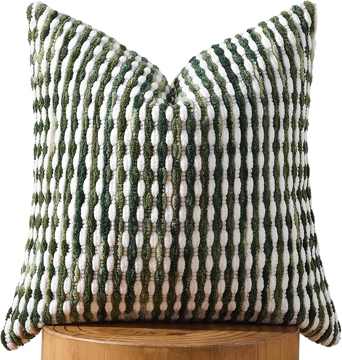 Boho Chenille Pillow Cover Decorative Tufted Pillowcase for Couch Bed Sofa Bedroom Living Room Modern 20 x 20-Inch Sage Green