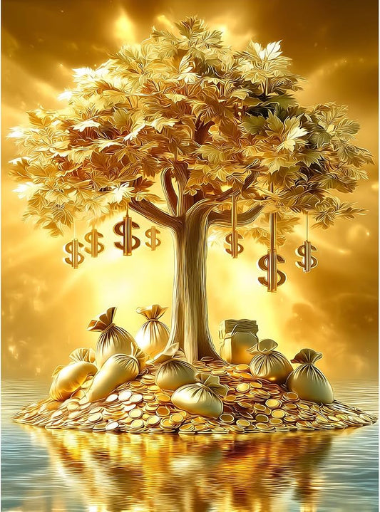 Puzzles for Adults 500 Pieces, Fortune Tree Jigsaw Puzzles - Golden Money Tree, Impossible Money Puzzle for Seniors Families,20.47x14.96 inches, 1:1 Poster, Letter on The Back