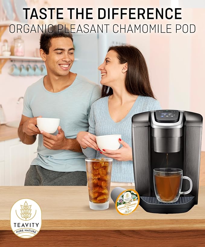 Organic Chamomile Tea Pods for Keurig - Decaf Tea Pods - Pleasant Chamomile by Teavity (12 Count (Pack of 1))