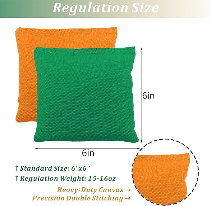 Cornhole Bags Set of 8 Regulation Professional Corn Hole Bean Bags Weather Resistant for Tossing Adults Yard Game