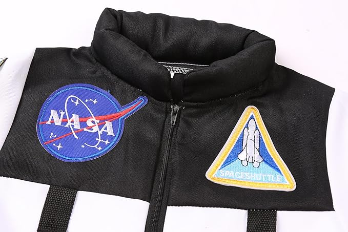 Kids Astronaut Costume NASA Space Jumpsuit for Halloween Boys Girls Pretend Role Play Dress Up