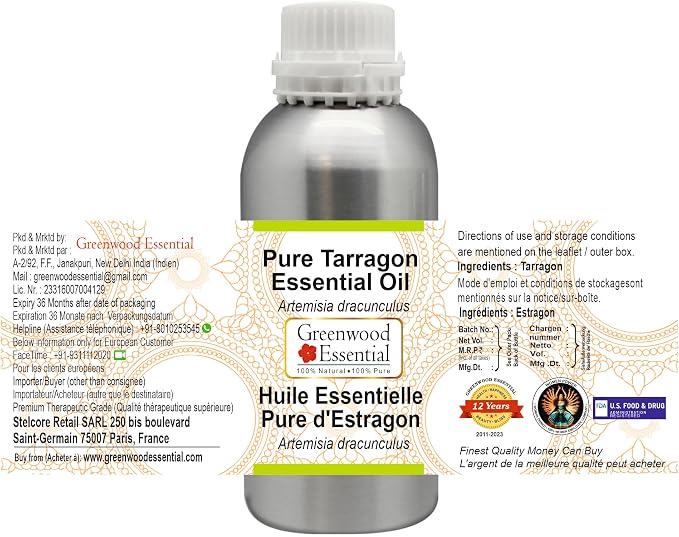 Greenwood Essential Pure Tarragon Essential Oil (Artemisia Dracunculus) Steam Distilled 630ml (21 oz)