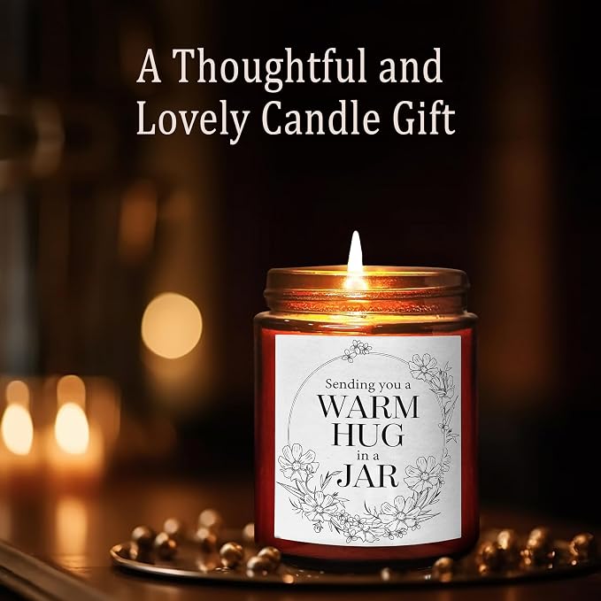 Sending Hug Gifts for Women Men - Warm Hug Candle - Relaxation Get Well Sympathy Gift Anxiety Stress Relief - Gift for Her Bestie Best Friend Coworker - Lavender Eucalyptus Soy Calming Candle