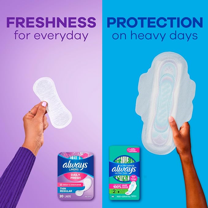 Always Panty Liners for Women Daily Liners, Regular Absorbency, Unscented, 432 Count (Pack of 2)