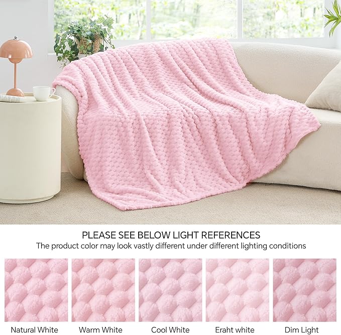 BEDELITE Throw Blanket for Couch, Soft Cozy Gifts for Women, Cherry Blossom | 3D Jacquard Decorative Fleece Blanket, Super Soft Plush Throw, Cute Birthday Gift for Women, Suitable for All Seasons, 50*60