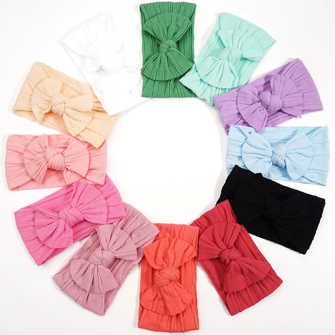 CÉLLOT Super Stretchy Soft Knot Headbands with Hair Bows Head Wrap Hair Accessories For Newborn Baby Girls Infant Toddlers Kids