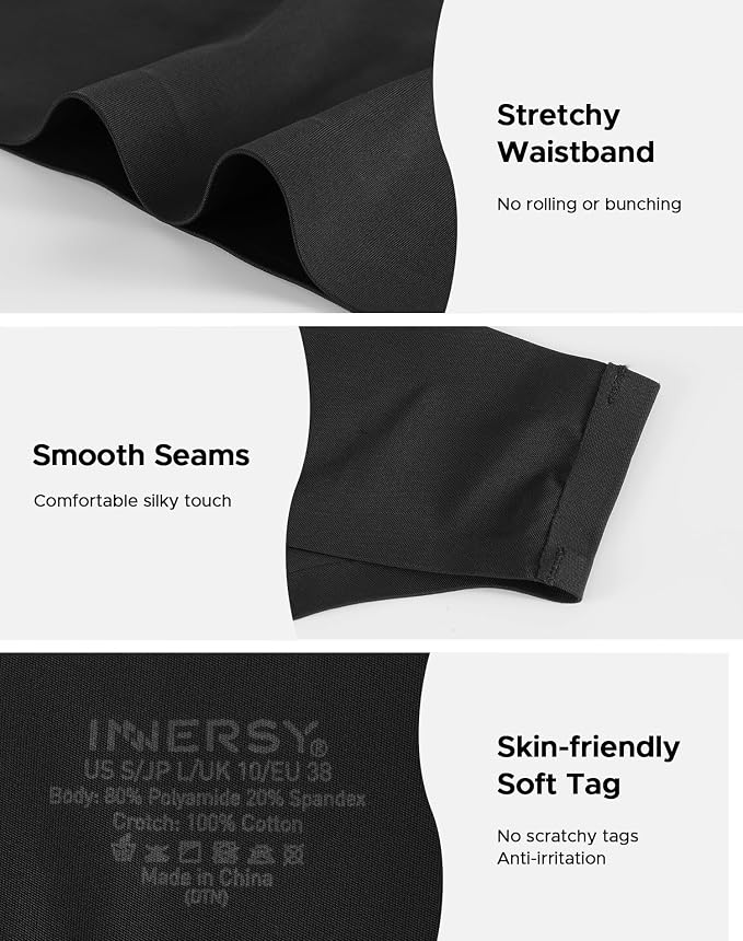 INNERSY Women's Period Thongs Seamless Underwear 3-Pack | Light Absorbency, No Show Sexy Panties, Mid Rise, Lightweight, Smooth Touch