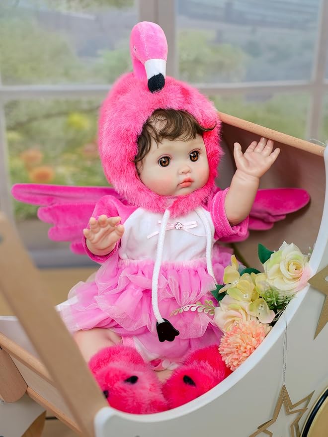 Reborn Baby Dolls, 18inch Large Realistic Hand-Rooted Hair Lifelike Baby Dolls with Accessories for 3+ Year Old Girls Gifts, Pretend Play, Collection
